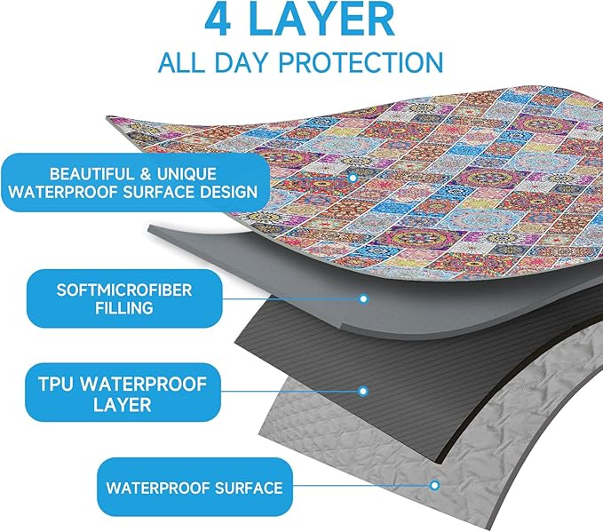 Waterproof Dog Blanket, Bohemian Dog Bed Cover Pet Blanket, Reversible Sofa - Image 3