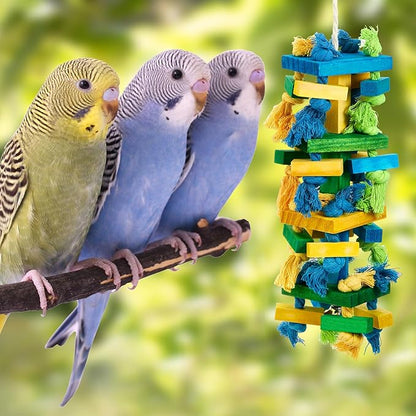 3 Pcs Extra Large Bird Parrot Toy Multicolored Natural Wooden Parrot Cage - Image 4
