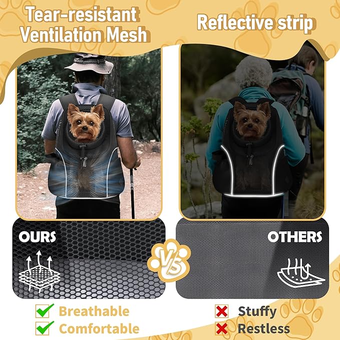WOYYHO Pet Dog Carrier Backpack Small Dog Front Backpack Ventilated Mesh Dog - Image 2