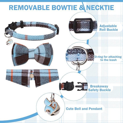 Cat Collar with Bells Breakaway, Bowtie Cat Collar - Image 4