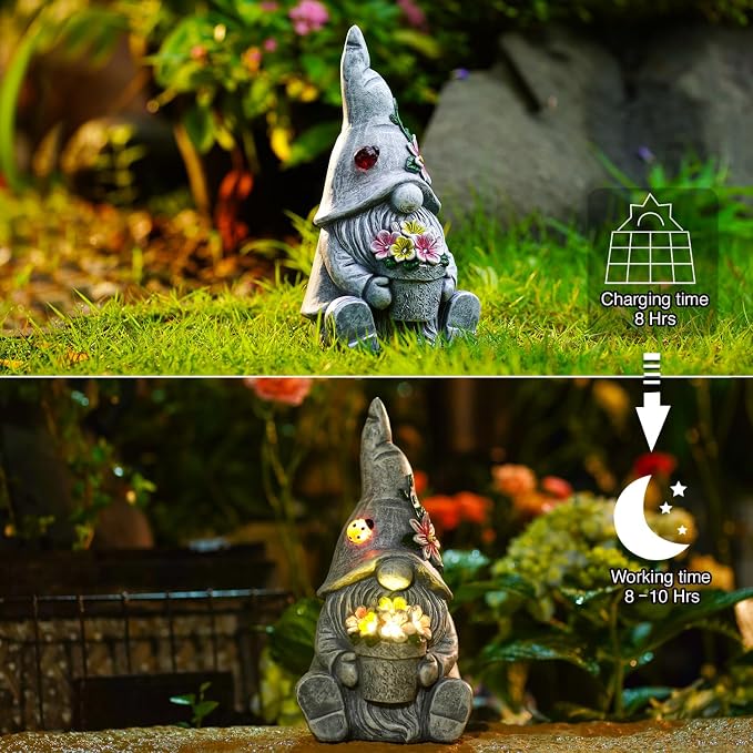 Goodeco Sitting Gnome Holding Flower Statue - Image 5