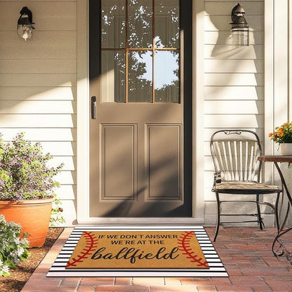 Tinideya 2 Pcs Baseball Door Mat Ballfield Welcome Non Slip Coir Mats Ballfield - Image 6