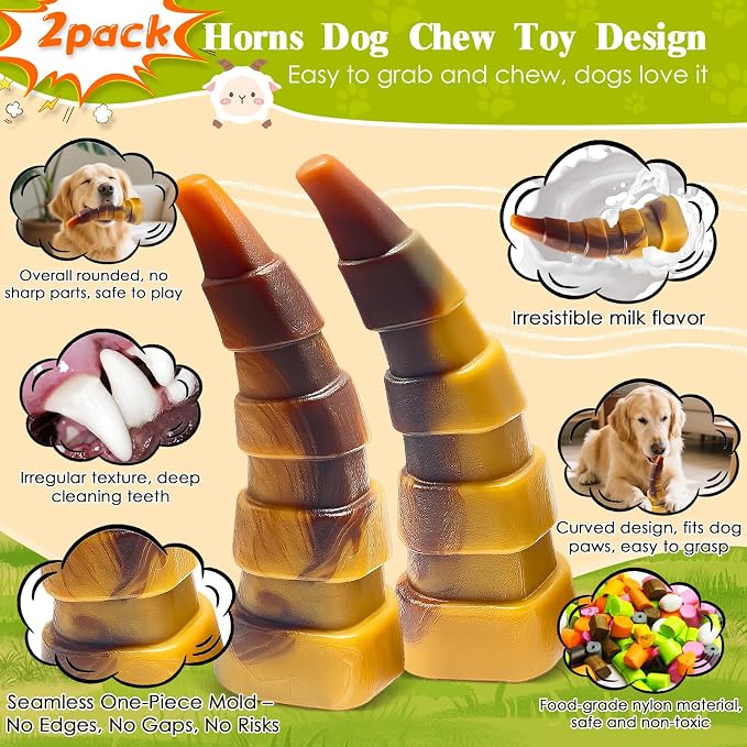 Dog Chew Toys for Aggressive Chewers, 2 Pack Indestructible Dog Toys for Large - Image 2