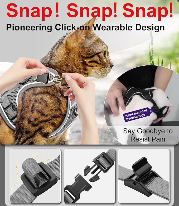Cat Harness and Leash for Walking Escape Proof Soft Adjustable Cat Leash - Image 4