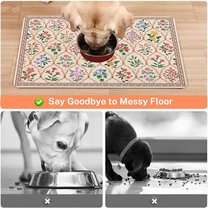 Absorbent Pet Dog Bowl Mat for Food and Water, Pet Cat Food Feeding Mat - Image 3