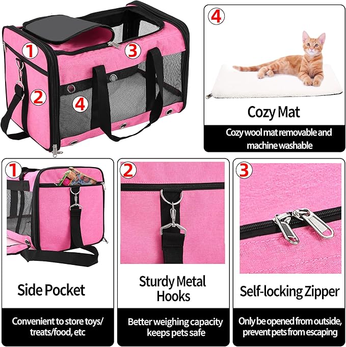 Soft Sided Cat/Dog Carrier, Collapsible Pets Travel Carriers - Image 4