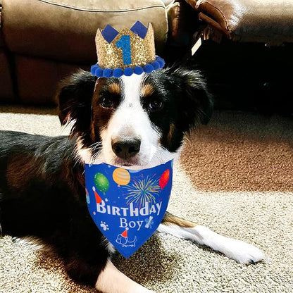 ADOGGYGO Dog Bandana Hat Set for Birthday Party Supply, Boy Girl Pet Birthday - Image 2