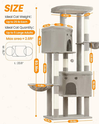 Extra Large Cat Tree, 84 Inch XXL Giant Cat Tower - Image 8
