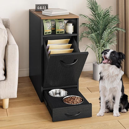 DWVO Dog Feeding Station with Storage, Dog Food Cabinet with 2 Feeder Bowls - Image 2