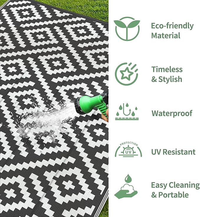 GENIMO Outdoor Rug for Patio Clearance, Reversible Plastic Camping Rugs - Image 5