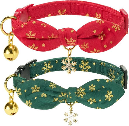 2 Pack Christmas Cat Collar by Petiry