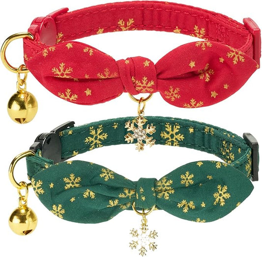 2 Pack Christmas Cat Collar by Petiry
