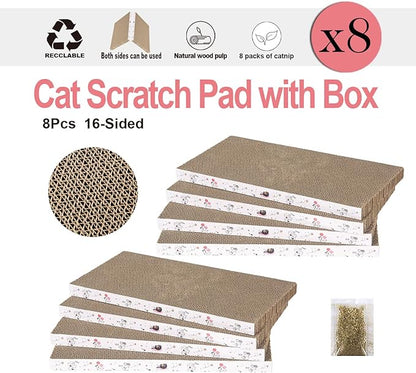 8 Packs in 1 Cat Scratch Pad, Cat Scratcher Cardboard, Reversible, Durable - Image 4