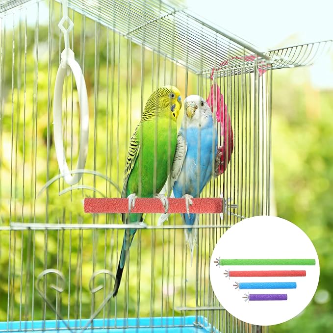 4 Pcs Bird Perch Stand Toy Parrot Perch Stand, Wood Bird Cage Perches Toy - Image 7