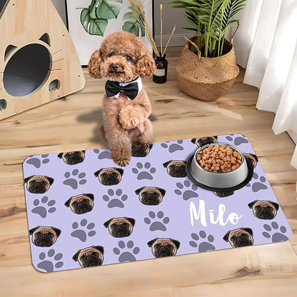 Personalized Dog Cat Mat with Name Photo Custom Placemat Feeding Mats - Image 6