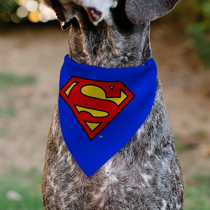 DC Comics Pet Bandana Superman Shield Logo Blue Red Yellow Slip On Collar - Image 4