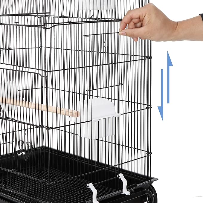 ZENY 63.4 Inch Bird Cage, Rolling Wrought Iron Parrot Cage - Image 6