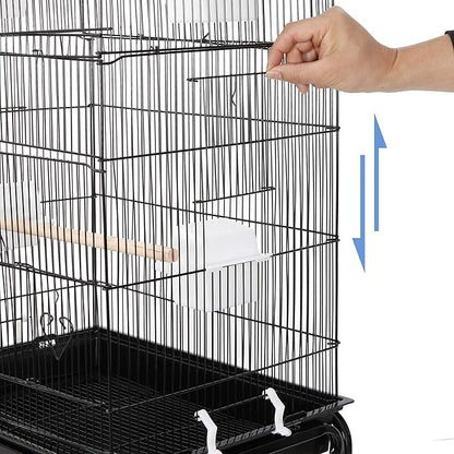 ZENY 63.4 Inch Bird Cage, Rolling Wrought Iron Parrot Cage - Image 6