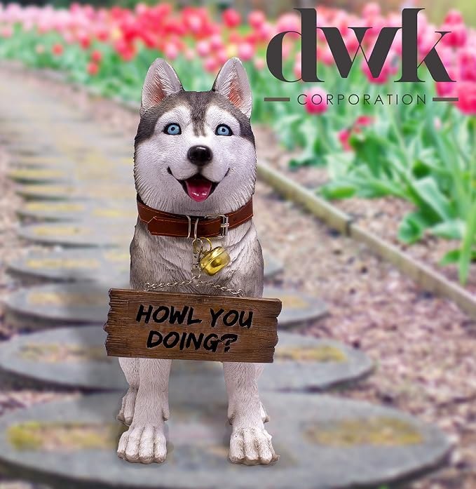 DWK Front Porch Dog Outdoor Welcome Sign Decorative Statue | Cute Dog Welcome - Image 5