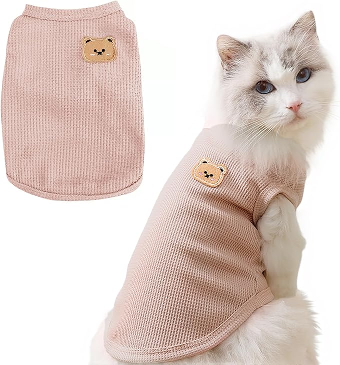 Waffle Knit Cat & Dog T Shirt for Small Dogs, Stretchable Puppy Shirt for by Unknown