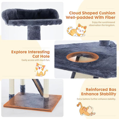DUMOS Tall 79in Cat Tree Tower, Large Multi Level Cats Climbing Tower - Image 3
