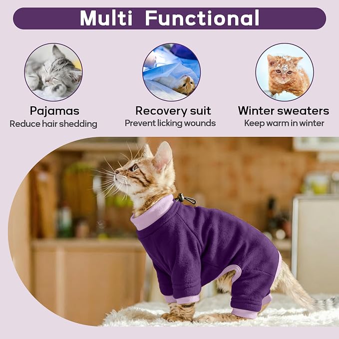 PUMYPOREITY Cat Recovery Suit, Stops Wound Licking After Surgery, Sticky Hair - Image 5