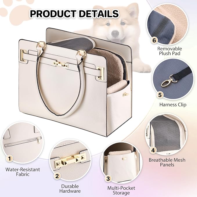 Dog Purse Carrier for Small Dogs, Stylish Foldable Pet Carrier Purse Tote Bag - Image 5