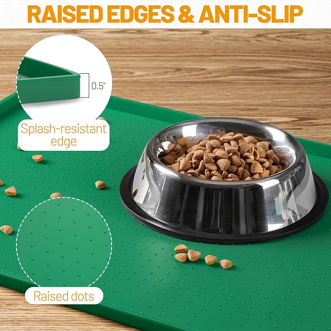 Hubulk Dog Feeding Mat, 100% Waterproof Food Grade Silicone Pet Food and Water - Image 3