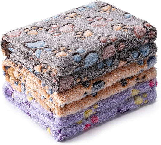 1 Pack 3 Blankets Super Soft Fluffy Premium Fleece Pet Blanket Flannel Paw - Image 2