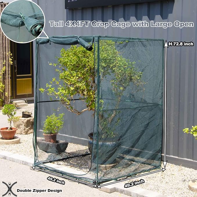 Portable 4'x4' Large 6FT Tall Plant Netting Cover Crop Cages Pest Guard Cover - Image 2