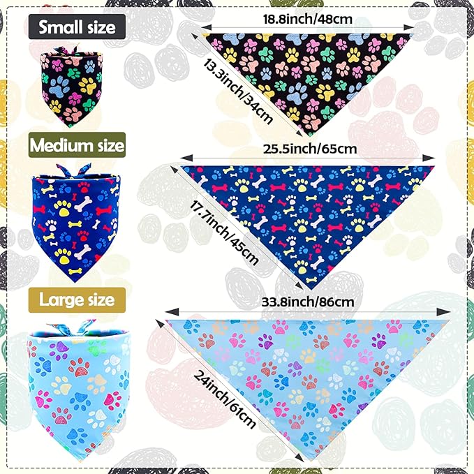 30 Pcs Paw Print Bandanas Bulk for Large Dogs 33 Inch XL Stitch Dog Bandanas - Image 2