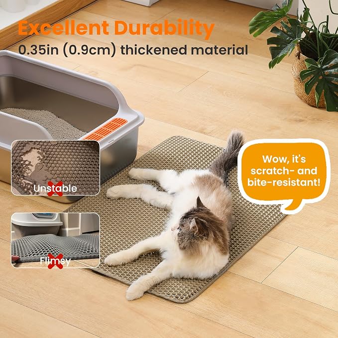 Extra Large Cat Litter Mat, 30x22 Inches Honeycomb Double Layer Cat Litter - Image 6