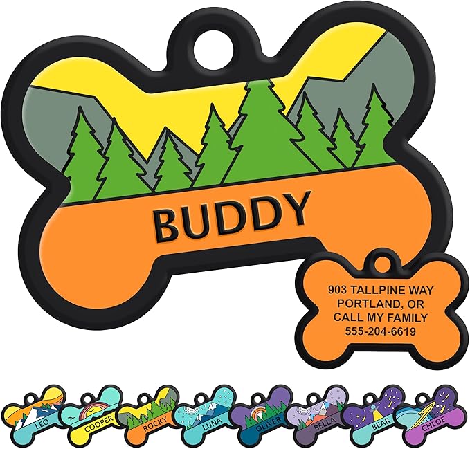 GoTags Silent Dog Tag, Personalized Engraved Bone Silicone Dog and Cat Name Pet by GoTags