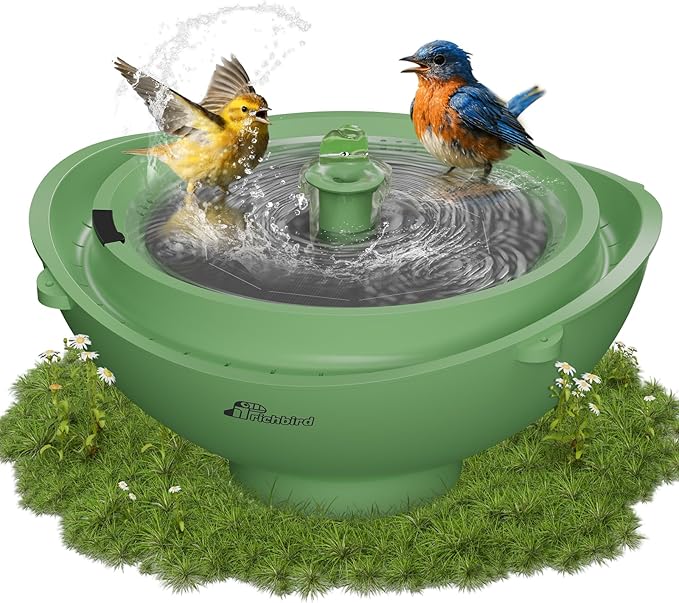 Solar Bird Bath with Fountain and Battery Backup, 3-in-1 Hanging or by RichBird
