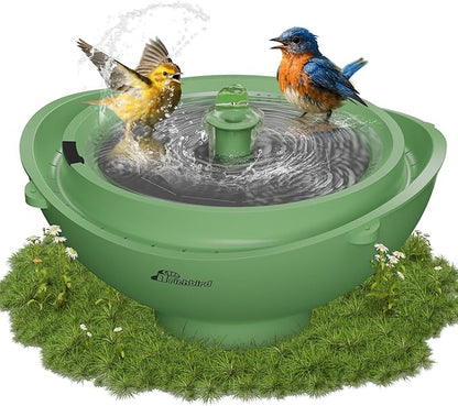 Solar Bird Bath with Fountain and Battery Backup, 3-in-1 Hanging or by RichBird