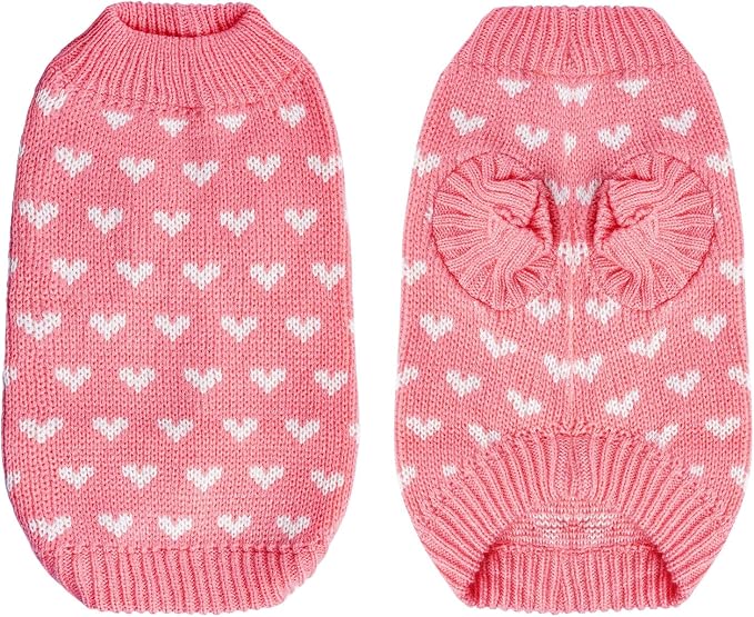 Dxhycc Dog Knitted Sweater Dog Heart Sweater Puppy Sweater Warm Soft Pet - Image 2