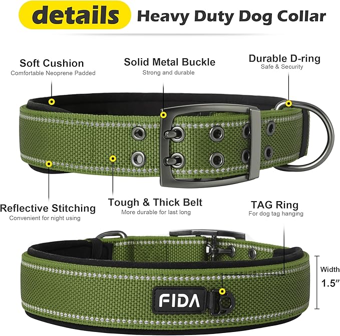 Fida Heavy DutyDog Collar for Large Dogs, Ultra Comfortable Soft Neoprene Padded - Image 4