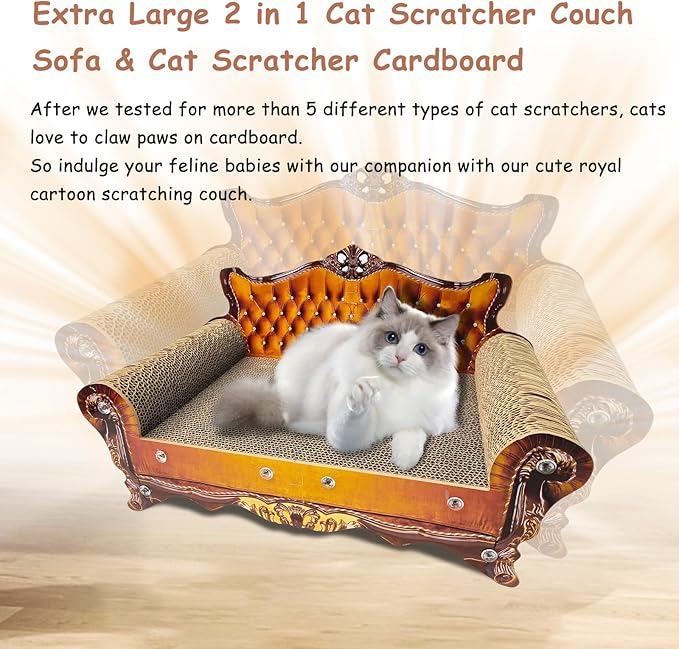 Luxury Cardboard Cat Scratcher Sofa Bed, Couch Shaped Cat Scratching Board - Image 7