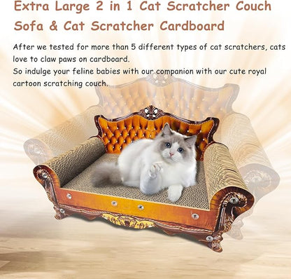 Luxury Cardboard Cat Scratcher Sofa Bed, Couch Shaped Cat Scratching Board - Image 7