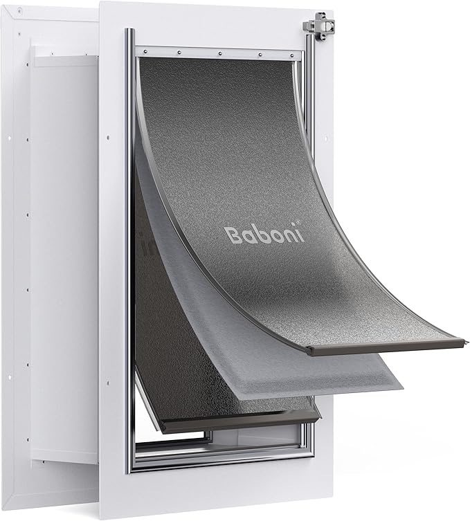 Baboni Pet Door for Wall, Steel Frame and Telescoping Tunnel, Aluminum Lock by Baboni