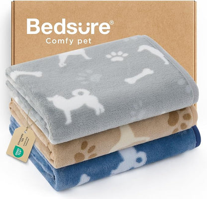 Bedsure 1 Pack 3 Pet Blankets, Super Soft Fluffy Premium Fleece Flannel by BEDSURE