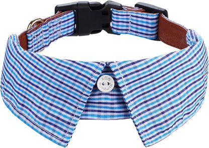 Faleela Cotton Plaid Shirt Style Dog Collar Soft Cute, Boy Dog Collar by Faleela