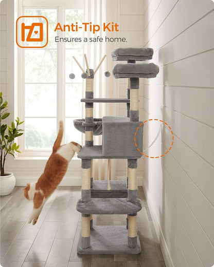 FEANDREA Cat Tree, Large Cat Tower, 64.6 Inches, Cat Activity Center - Image 9