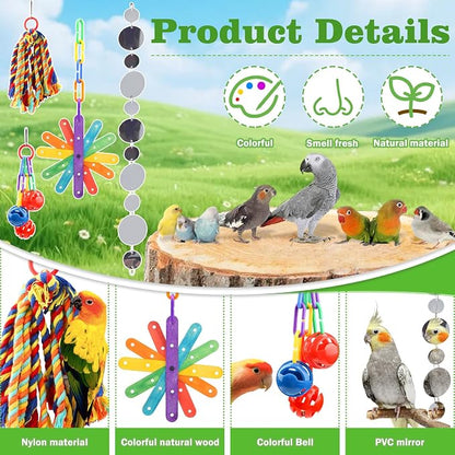 Small Bird Toys Parakeet Cage Accessories, Parakeet Toys, Swing Hanging - Image 3