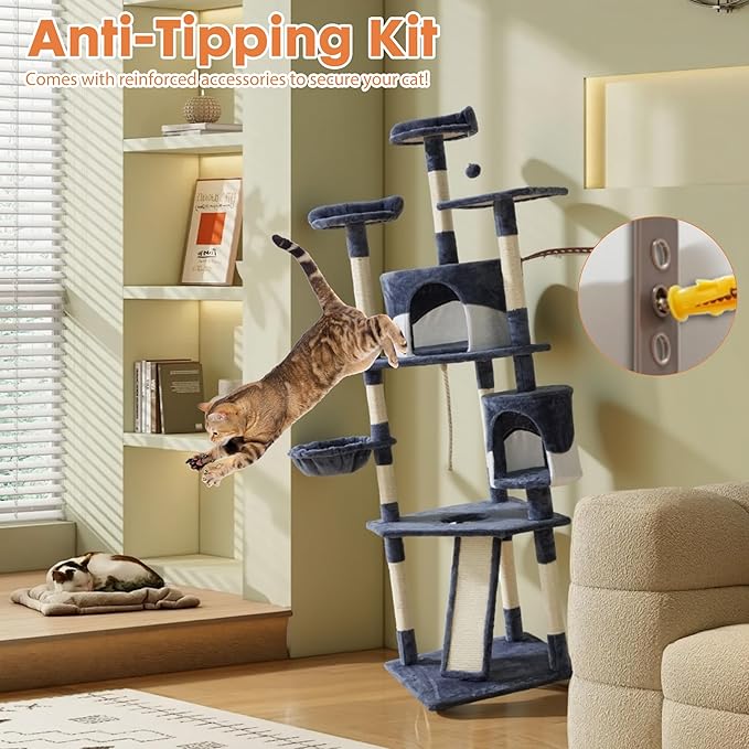 DUMOS Tall 79in Cat Tree Tower, Large Multi Level Cats Climbing Tower - Image 6