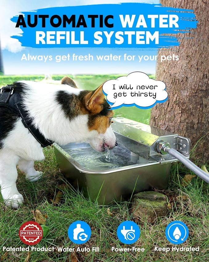 Automatic Dog Water Dispenser, 2 Gallons 304 Stainless Steel Dog Water Bowl - Image 2