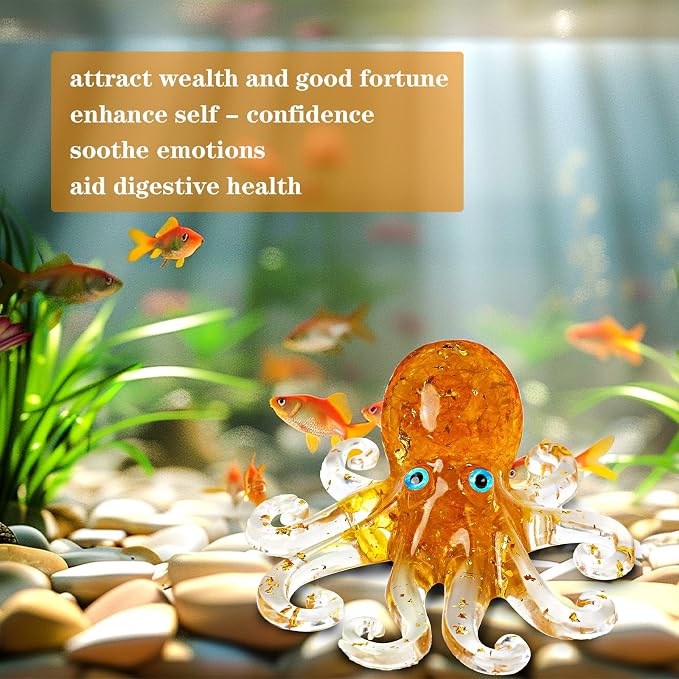 Natural Crystal Gravel Octopus Resin Marine Animals Fish Tank Decorative - Image 5