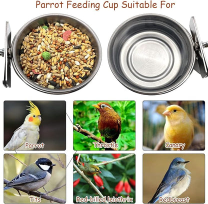 Tfwadmx 6 Pcs Bird Feeding Dish Cups Parrot Food Bowl Clamp Holder Coop Cup - Image 6