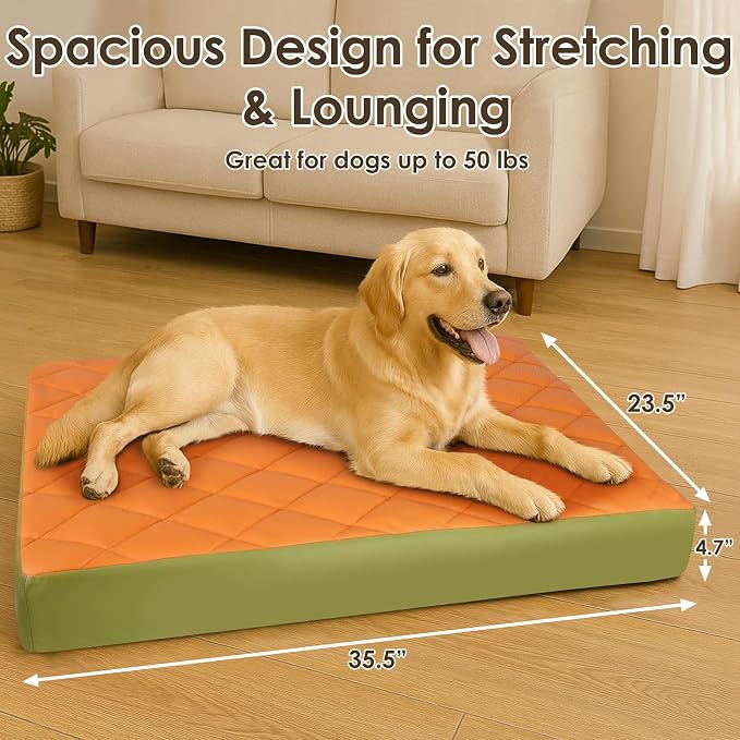 35.5" x 23.5" x 4.7" Large Orthopedic Dog Beds, Waterproof Faux Leather Memory - Image 5