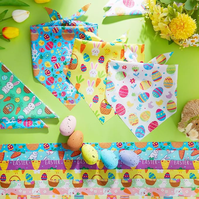 Abbylike 50 Pcs Easter Dog Bandanas Bulk Bunny Egg Carrot Bandanas - Image 5